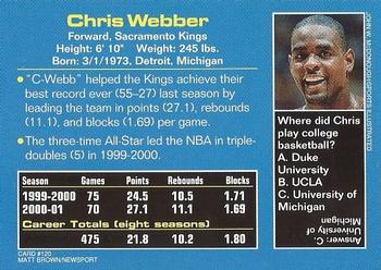 2002 Sports Illustrated for Kids #120 Chris Webber Back
