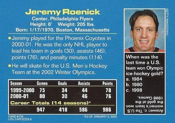 2002 Sports Illustrated for Kids #139 Jeremy Roenick Back