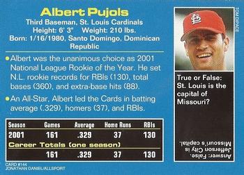 2002 Sports Illustrated for Kids #144 Albert Pujols Back