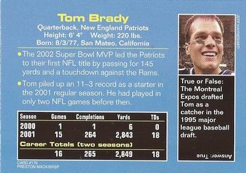 2002 Sports Illustrated for Kids #170 Tom Brady Back