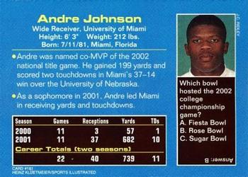 2002 Sports Illustrated for Kids #181 Andre Johnson Back