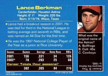 2002 Sports Illustrated for Kids #191 Lance Berkman Back