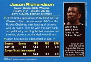 2002 Sports Illustrated for Kids #210 Jason Richardson Back