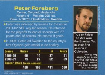 2002 Sports Illustrated for Kids #217 Peter Forsberg Back