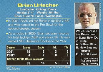 2002 Sports Illustrated for Kids #222 Brian Urlacher Back