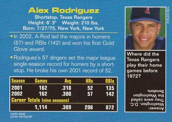 2003 Sports Illustrated for Kids #248 Alex Rodriguez Back
