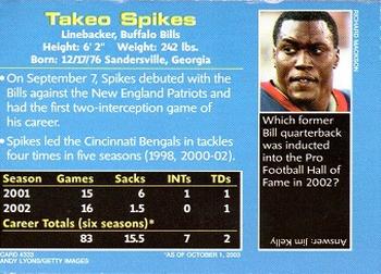 2003 Sports Illustrated for Kids #333 Takeo Spikes Back