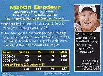 2004 Sports Illustrated for Kids #367 Martin Brodeur Back