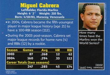 2005 Sports Illustrated for Kids #497 Miguel Cabrera Back