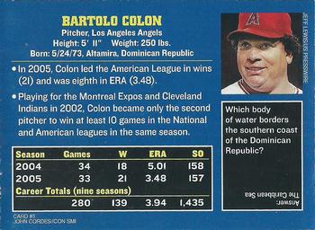 2006 Sports Illustrated for Kids #5 Bartolo Colon Back