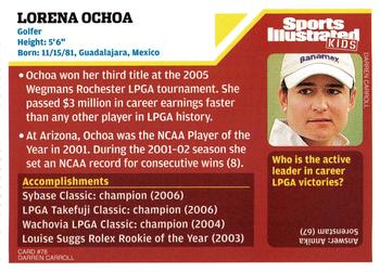 2006 Sports Illustrated for Kids #78 Lorena Ochoa Back