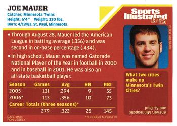 2006 Sports Illustrated for Kids #104 Joe Mauer Back