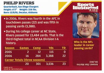 2007 Sports Illustrated for Kids #131 Philip Rivers Back