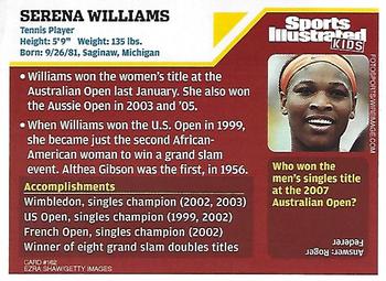 2007 Sports Illustrated for Kids #162 Serena Williams Back