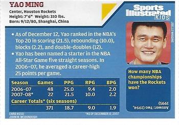 2008 Sports Illustrated for Kids #230 Yao Ming Back