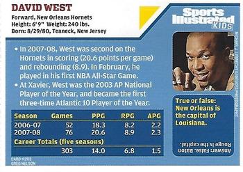2008 Sports Illustrated for Kids #263 David West Back