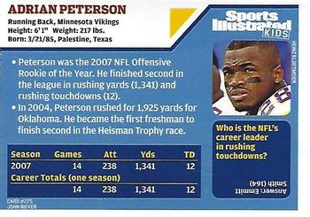 2008 Sports Illustrated for Kids #275 Adrian Peterson Back