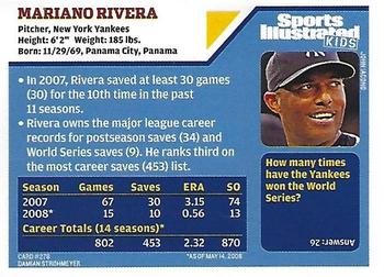 2008 Sports Illustrated for Kids #278 Mariano Rivera Back