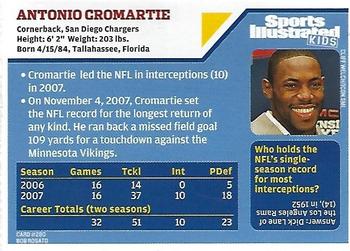 2008 Sports Illustrated for Kids #280 Antonio Cromartie Back