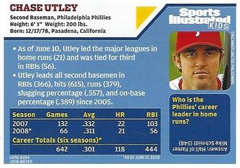 2008 Sports Illustrated for Kids #284 Chase Utley Back
