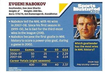 2008 Sports Illustrated for Kids #286 Evgeni Nabokov Back