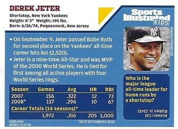 2008 Sports Illustrated for Kids #314 Derek Jeter Back