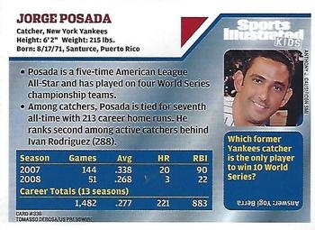 2009 Sports Illustrated for Kids #336 Jorge Posada Back
