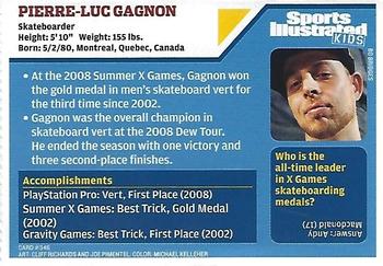 2009 Sports Illustrated for Kids #346 Pierre-Luc Gagnon Back