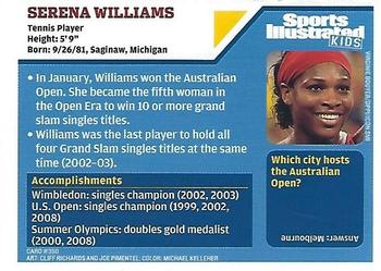 2009 Sports Illustrated for Kids #350 Serena Williams Back
