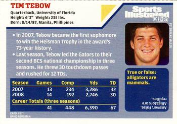 2009 Sports Illustrated for Kids #371 Tim Tebow Back