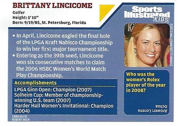 2009 Sports Illustrated for Kids #378 Brittany Lincicome Back