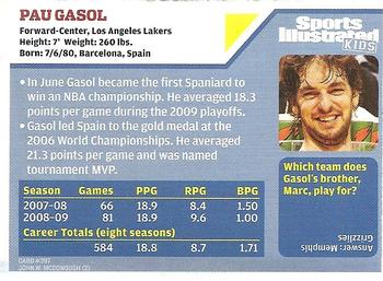 2009 Sports Illustrated for Kids #397 Pau Gasol Back