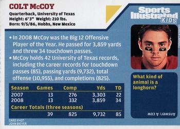 2009 Sports Illustrated for Kids #407 Colt McCoy Back