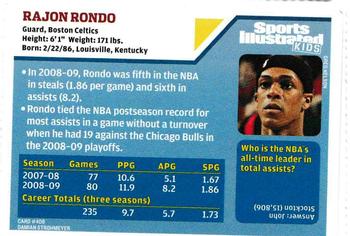 2009 Sports Illustrated for Kids #408 Rajon Rondo Back