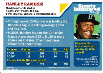 2009 Sports Illustrated for Kids #410 Hanley Ramirez Back
