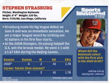 2010 Sports Illustrated for Kids #491 Stephen Strasburg Back