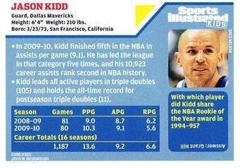 2010 Sports Illustrated for Kids #505 Jason Kidd Back