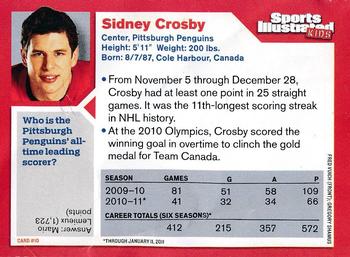 2011 Sports Illustrated for Kids #10 Sidney Crosby Back