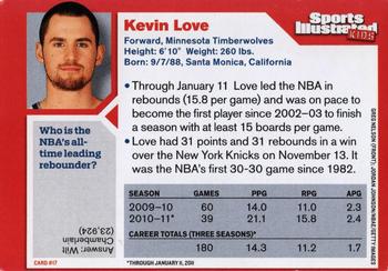 2011 Sports Illustrated for Kids #17 Kevin Love Back