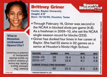 2011 Sports Illustrated for Kids #25 Brittney Griner Back