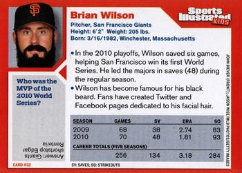 2011 Sports Illustrated for Kids #32 Brian Wilson Back