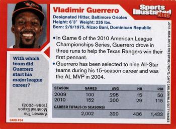 2011 Sports Illustrated for Kids #34 Vladimir Guerrero Back