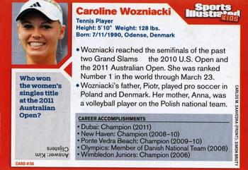2011 Sports Illustrated for Kids #36 Caroline Wozniacki Back