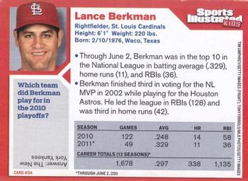 2011 Sports Illustrated for Kids #54 Lance Berkman Back
