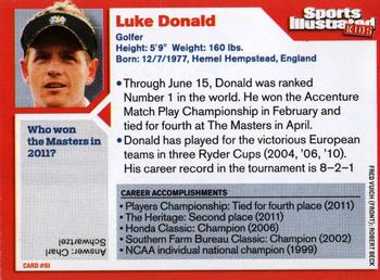 2011 Sports Illustrated for Kids #61 Luke Donald Back