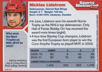 2011 Sports Illustrated for Kids #71 Nicklas Lidstrom Back