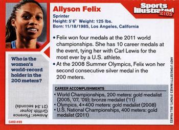 2011 Sports Illustrated for Kids #89 Allyson Felix Back