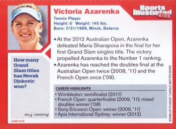 2012 Sports Illustrated for Kids #118 Victoria Azarenka Back