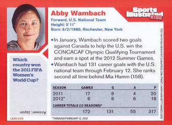 2012 Sports Illustrated for Kids #126 Abby Wambach Back