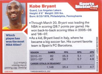2012 Sports Illustrated for Kids #129 Kobe Bryant Back